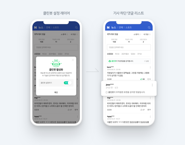▲ AI클린봇 적용화면.ⓒ네이버