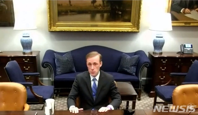 ▲ 제이크 설리번 미국 백악관 국가안보보좌관. 그는 지난 1월 29일(현지시간) 미국평화연구소 주최 화상포럼에서 