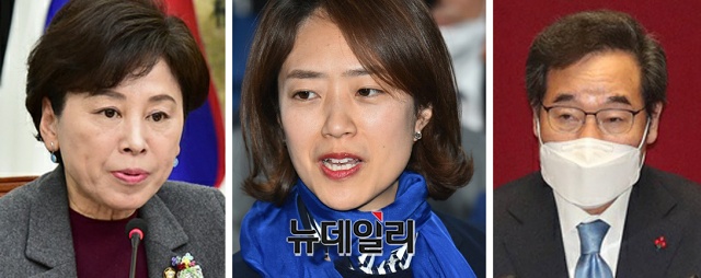 ▲ (왼쪽부터) 남인순·고민정 더불어민주당 의원과 이낙연 대표. ⓒ권창회 기자