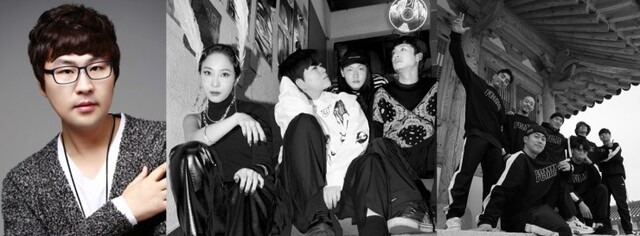 ▲ 마포M국악축제 '꼬레아 리듬 터치' 1회 '밤섬 부군당 도당굿 오마주'에서 굿을 각자의 색깔로 풀어낼 이정봉, 추다혜차지스, 라스트포원(비보이).ⓒ마포문화재단