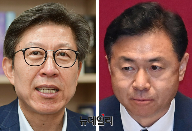 ▲ 4·7 부산시장보궐선거에 출마한 박형준 국민의힘 예비후보와 김영춘 더불어민주당 예비후보. ⓒ정상윤 기자