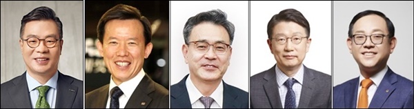 ▲ (왼쪽부터)정일문 한국투자증권 대표, 최현만 미래에셋대우 수석부회장, 이 현 키움증권 대표, 장석훈 삼성증권 대표, 권희백 한화투자증권 대표