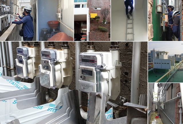 ▲ 대성에너지 도시가스 비대면 검침서비스 강화 설치가 완료된 스마트 가스계량기(좌측하단)와 난 검침지역.ⓒ대성에너지