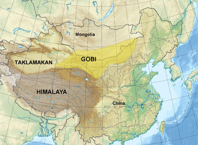 ▲ 중국이 주장하는 영토와 고비사막 위치를 겹친 지도. 고비사막의 황사가 중국 것이 아니라고 한다면 네이멍구 자치구는 중국 땅이 아니어야 된다. ⓒ위키피디아 공개사진.
