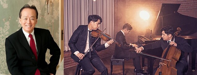 ▲ 왼쪽부터 마티네 콘서트 '리메이크' 해설을 맡은 지휘자 금난새, 연주의 레이어스 클래식.ⓒ소셜베뉴 라움