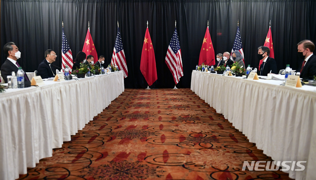 ▲ 미국과 중국은 18일~19일(현지시간)까지 미국 알래스카주 앵커리지에서 세 차례 2+2 회담을 진행했다. ⓒ뉴시스