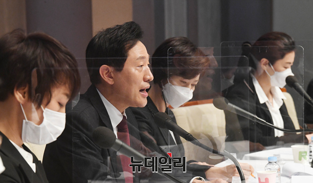 ▲ 오세훈 국민의힘 서울시장 후보가 31일 오전 서울 중구 한국프레스센터에서 열린 관훈토론회에서 발언하고 있다.ⓒ이종현 기자(사진=공동취재단)