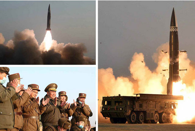 ▲ 북한이 지난 3월 25일 발사한 신형 전술탄도미사일. 김정은이 지난 1월 전술핵무기 고도화 발언을 한 이후 처음 쏜 단거리 탄도미사일이다. ⓒ북한 선전매체 캡쳐.
