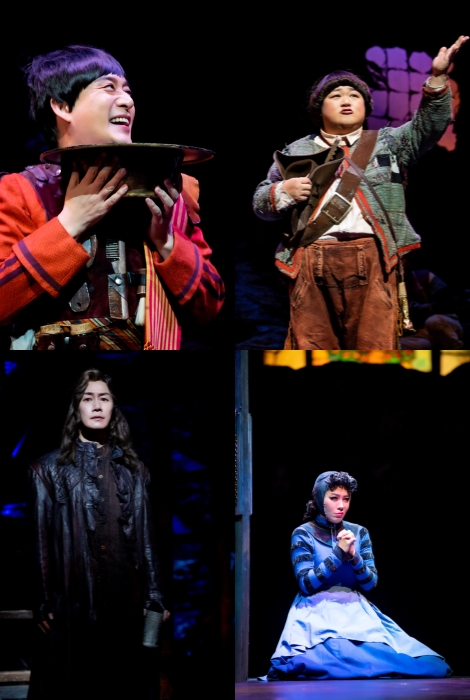 ▲ '이발사' 역 김호(좌측 상단), '산초' 역 이훈진(우측 상단), '도지사·여관주인'역 서영주(좌측 하단), '가정부'역 김현숙(우측 하단).ⓒ오디컴퍼니