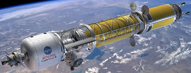 미국항공우주국(NASA)가 과거 공개한 NTP 엔진 장착 외우주 탐사로켓. ⓒ美NASA 홍보자료 캡쳐.