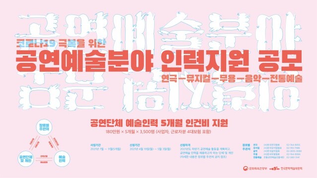 ▲ '공연예술분야 인력지원사업'  공모 홍보물.ⓒ한국문화예술위원회