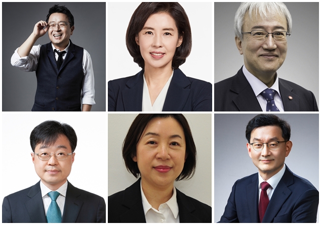 ▲ 왼쪽 위에서 시계방향으로 이철희 정무수석·박경미 대변인·이태한 사회수석·서상범 법무비서관·기모란 방역기획관·윤창렬 국무조정실 국무2차장. ⓒ청와대