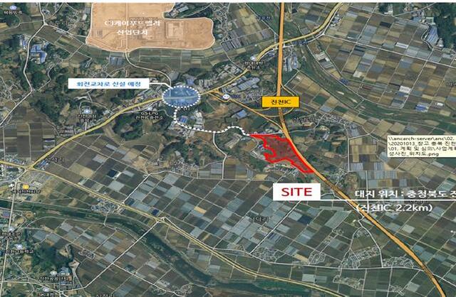 ▲ ㈜진천로지스틱 물류단지 건립 위치도.ⓒ충북도