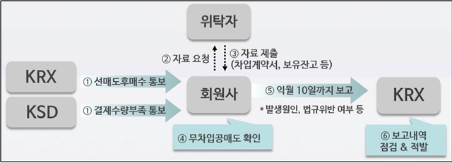 ▲ 불법공매도 정기 점검 프로세스. ⓒ한국거래소