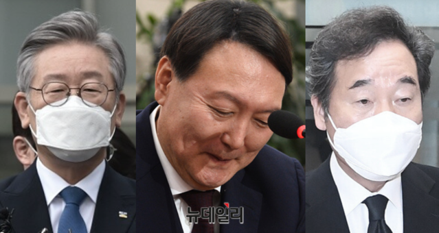 ▲ (가운데)윤석열 전 검찰총장, (왼쪽)이재명 경기지사, (오른쪽)이낙연 전 더불어민주당 대표. ⓒ뉴데일리 DB