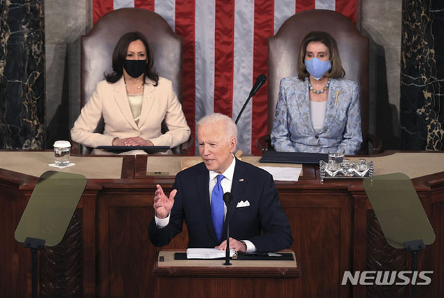 ▲ 조 바이든 미국 대통령은 지난 4월 28일(현지시간) 취임 후 첫 의회연설에서 북한인권 문제를 언급했다. ⓒ뉴시스 AP. 무단전재 및 재배포 금지.
