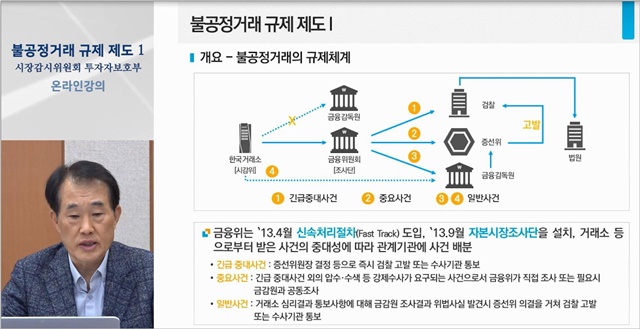 ▲ 온라인 불공정거래 예방교육 교육화면. ⓒ한국거래소