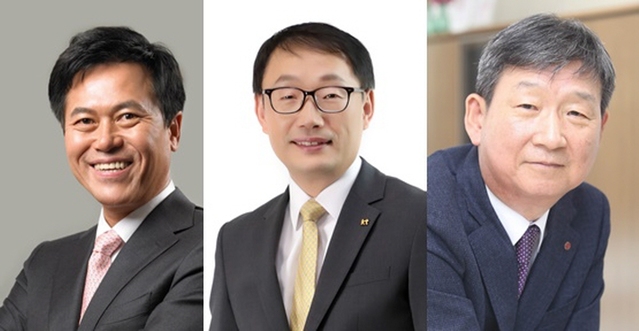 ▲ 왼쪽부터 박정호 SKT 대표, 구현모 KT 대표, 황현식 LGU+ 대표 ⓒ각사