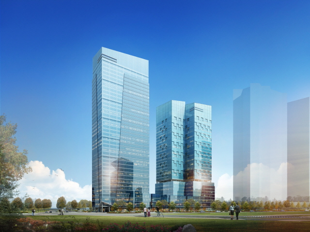 ▲ 송도B5블록 복합업무시설빌딩 투시도. ⓒ 포스코건설