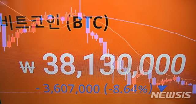 ▲ 지난 8일 오후 서울 강남 빗썸고객센터의 시황판에 비트코인 가격이 보인다. ⓒ뉴시스. 무단전재 및 재배포 금지.