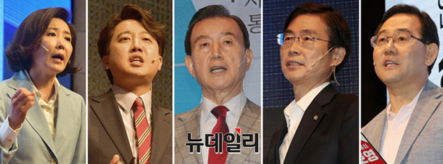 ▲ 국민의힘 6·11 전당대회가 하루 앞으로 다가온 10일, 당대표후보들은 국민 및 당원들을 향해 막판 지지를 호소했다. 사진은 당대표후보 5인의 자료 사진. ⓒ뉴데일리 DB