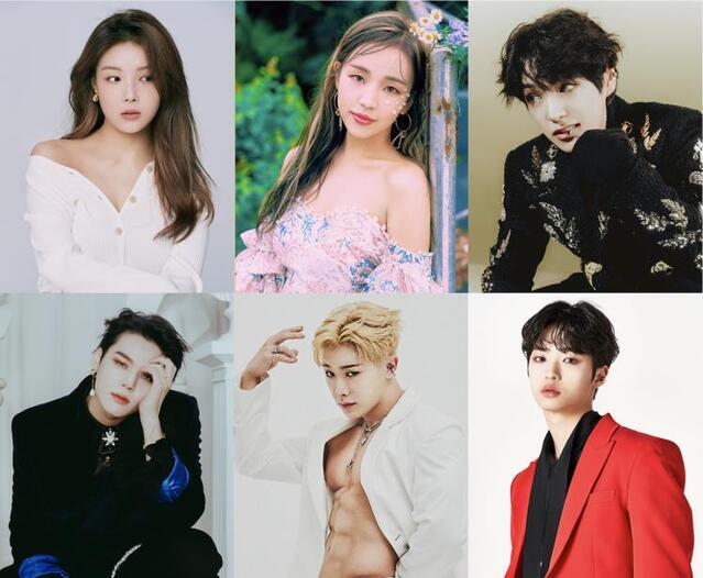 ▲ (상단 왼쪽부터) 유빈·백아연·허찬, (하단 왼쪽부터) 임세준·원호·미래소년 손동표.ⓒ신스웨이브