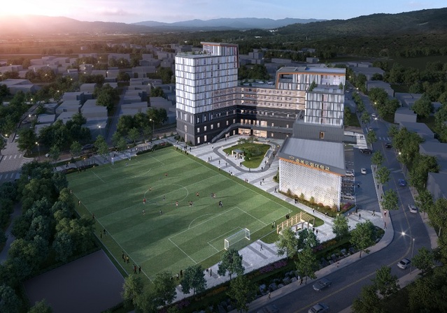 ▲ 23일 기공식을 가진 충북도립대학교 학생생활관 조감도.ⓒ충북도립대