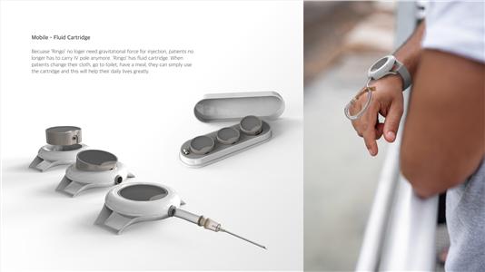 ▲ 2021 iF디자인어워드 본상을 수상한 웨어러블 수액 카트리지 링고 'Ringo'.ⓒ건양대학교