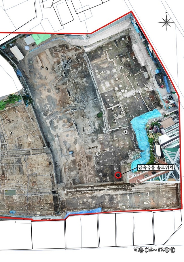 ▲ 조선시대 금속 유물이 출토된 위치. ⓒ문화재청
