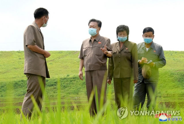 ▲ 지난 6월 말 황해북도의 한 협동농장을 찾은 최룡해. 최근 북한은 식량난을 대대적으로 호소하고 있다. ⓒ연합뉴스. 무단전재 및 재배포 금지.