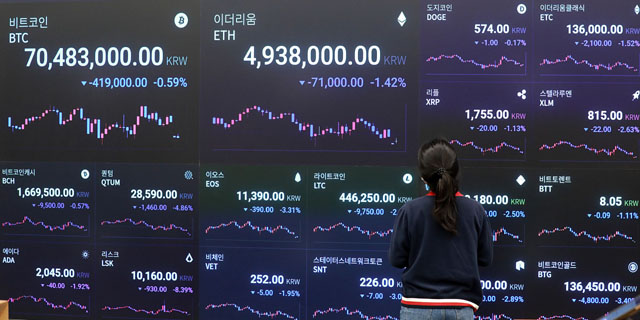 ▲ 한 암호화폐 거래소 시세 전광판에 온갖 코인들이 나타나 있다. 이 가운데 적지 않은 코인이 국내에서만 거래되는 것이다. ⓒ뉴시스. 무단전재 및 재배포 금지.