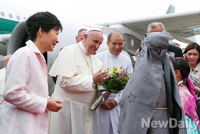 ▲ 2014년 8월 한국 방한 당시 프란치스코 교황. ⓒ뉴데일리 DB.