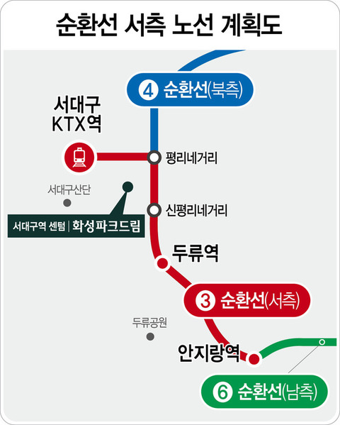 ▲ 서대구역 센텀 순환선(트램) 노선도.ⓒ화성산업