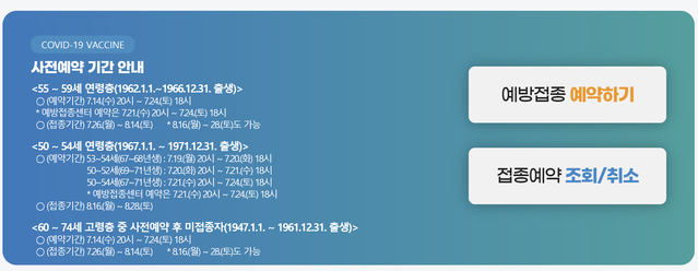 ▲ ⓒ코로나19 예방접종 사전예약 시스템.