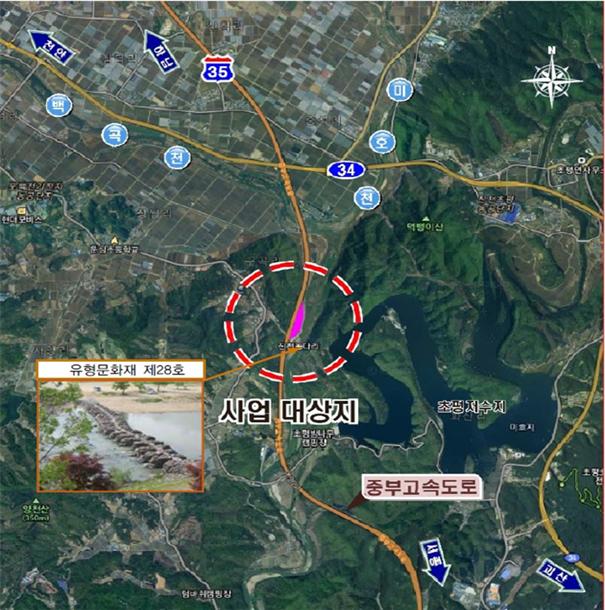 ▲ 진천농다리 고속도로 휴게타운 위치도.ⓒ충북도의회