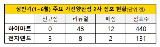 ▲ 하이마트와 전자랜드 등 주요 가전양판점들은 올해 상반기(1~6월) 전체 매장의 약10%에 대해 리뉴얼을 진행했다.ⓒ각사 취합
