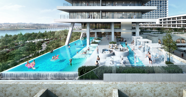 ▲ 고덕 아이파크 디어반 인피티니 풀 조감도. ⓒ HDC현대산업개발