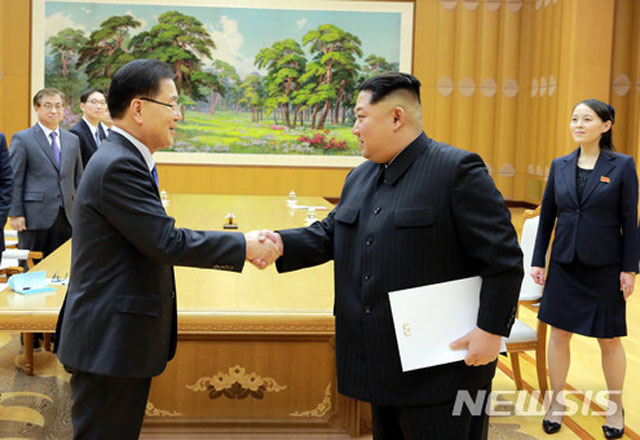 ▲ 2018년 3월 문재인 대통령의 특사 자격으로 방북한 정의용 당시 청와대 국가안보실장. ⓒ뉴시스. 무단전재 및 재배포 금지.