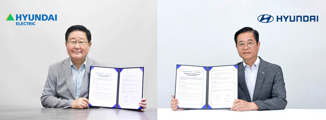 ▲ 왼쪽부터 조석 현대일렉트릭 대표, 김세훈 현대차 연료전지 사업부 부사장. ⓒ현대차