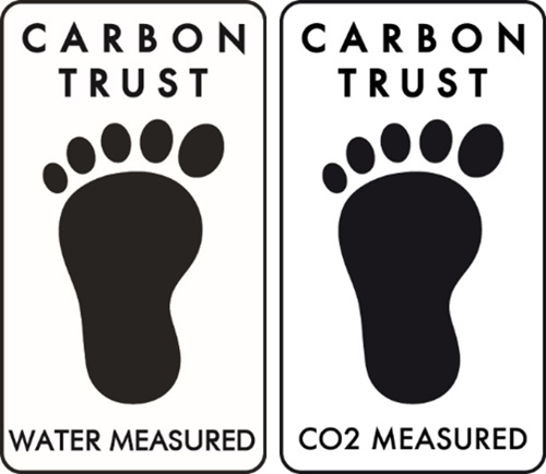 ▲ 카본트러스트 물,탄소발자국 인증로고. ⓒ삼성전기