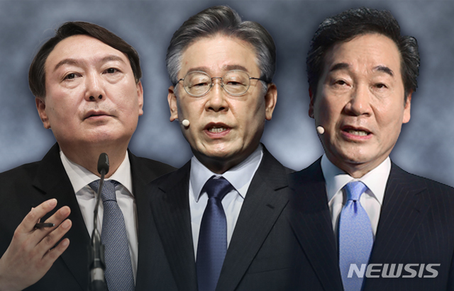 ▲ (왼쪽부터) 윤석열·이재명·이낙연 대선 예비후보. ⓒ뉴시스