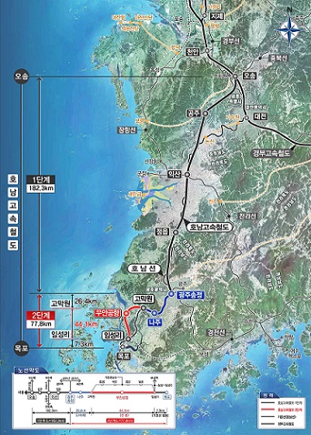 ▲ 호남고속철도 2단계(고막원∼목포) 위치도.ⓒ철도공단