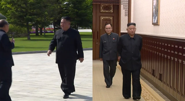 ▲ 지난 6월 미국의 북한전문매체 'NK뉴스'가 비교한 김정은의 체중감소 모습. 왼쪽이 지난해 행사, 오른쪽이 올해 5월 행사 때 모습이다. ⓒNK뉴스 관련보도 화면캡쳐-북한관영매체