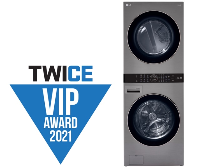 ▲ 드럼세탁기 부문 최고제품에 선정된 원바디 세탁건조기 LG 워시타워. ⓒLG전자