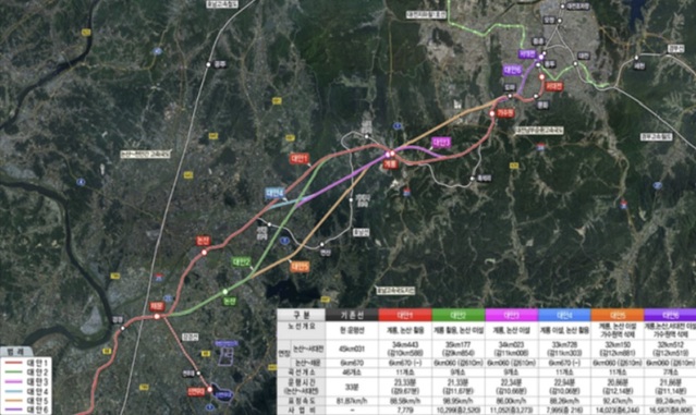 ▲ 대전 가수원~충남 논산간 노선도.ⓒ충남도