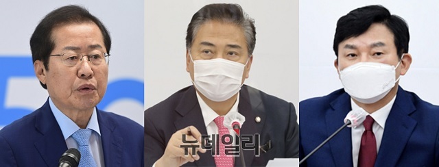(왼쪽부터)국민의힘 홍준표 대선 예비후보·박진 경선후보·원희룡 예비후보.ⓒ뉴데일리DB