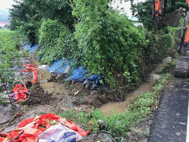 ▲ 지난 31일 집중호우로 둑이 무너져 농경지가 침수된 세종시 쌍류리.ⓒ세종시