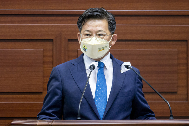 ▲ 김시환 의원(칠곡, 건설소방위원회)이 칠곡교육청이 추진중인 칠곡군 북삼초 오평분교 통폐합 중단을 촉구했다.ⓒ경북도의회