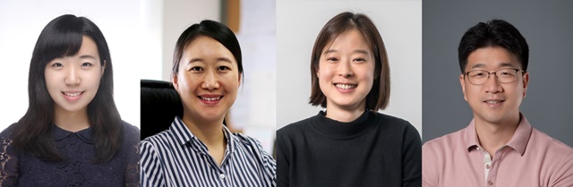 ▲ (좌로부터) 연구기금 지원 대상자 이윤미 연세대 화학과 교수(기초), 박진희 DGIST 신물질과학전공 교수(기초), 변혜령 카이스트 화학과 교수(응용), 정대성 포스텍 화학공학과 교수(응용). ⓒ도레이첨단소재