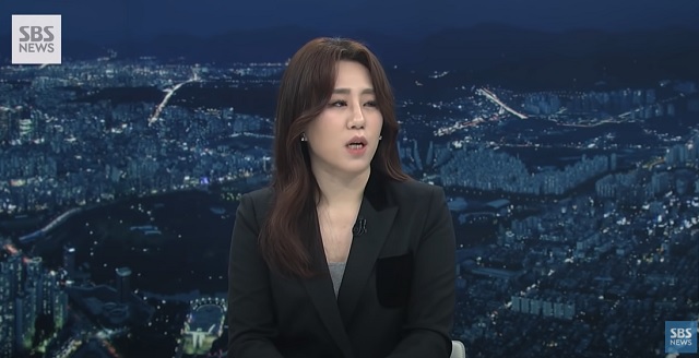 ▲ 지난 12일 저녁 SBS 8뉴스에 출연한 조성은 전 미래통합당(현 국민의힘) 중앙선대위 부위원장.ⓒSBS 방송 화면 캡처